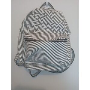 Black and White Striped Mini Backpack Geometric Pattern Small Travel Bag